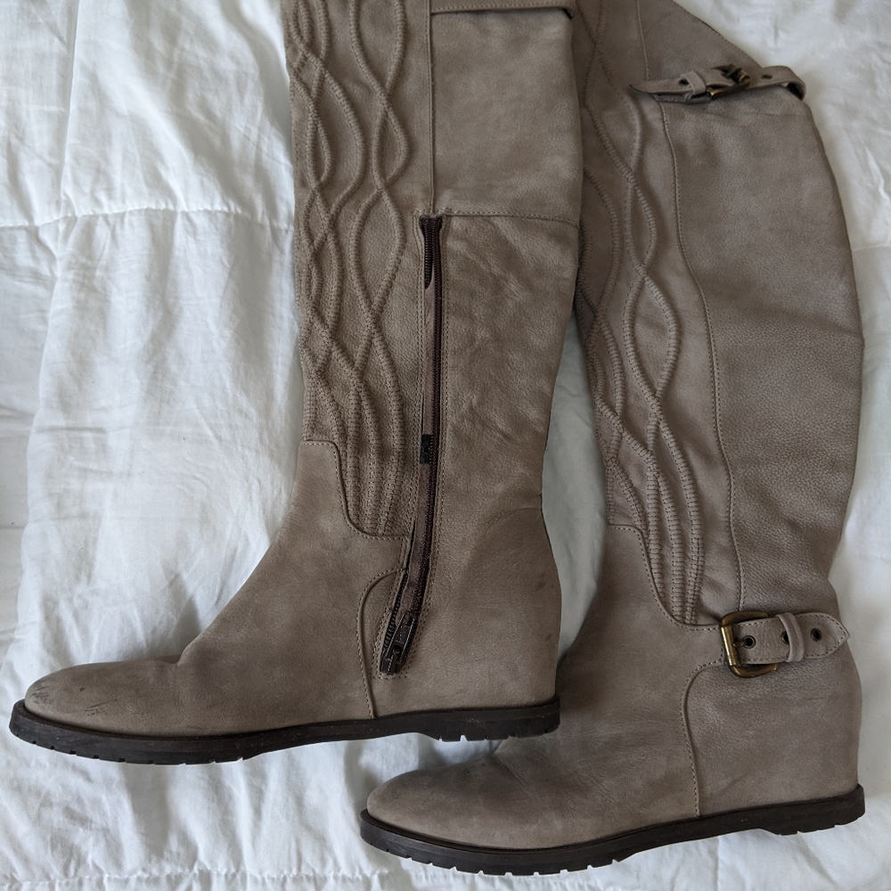 Napoliani over the knee tan suede boots